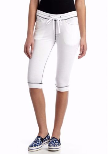 MSRP $36 HUE U15383 White Stretch Chill Cotton Knit Long Shorts