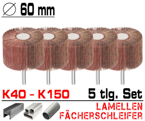 5 tlg Lamellen Fächer Schleifer Schleiffächer Schleifmop Set Ø 60mm K150 K40