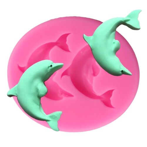 DIY Cute 3D Dolphin Silicone Mold Fondant Cake Chocolate Clay Soap Decorating 