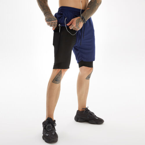 Men/'s Sports Shorts Quick-drying Pants Fitness Running Jogger Built-in shorts