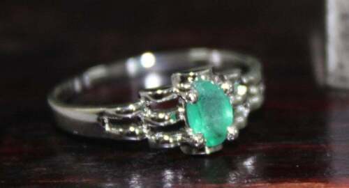 Details about   Sterling Silver Emerald Ring Silver Maze Ring Anniversary Gift 4x6 mm Emerald 