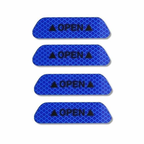 Blue 4X Car Door Open Anti-collision Reflective Sticker Safety Warning Decal