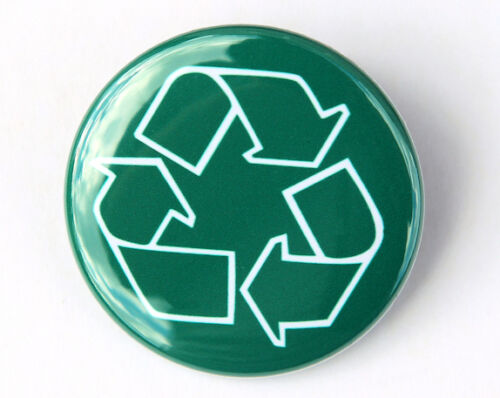 Button Pinback Badge 1.5" RECYCLE SYMBOL GREEN 