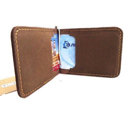 Men/'s Full Leather Magnetic Card Case Wallet 4 Slots 2 Slip Pockets Bifold Slim