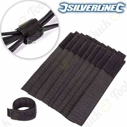 50x SMALL SILVERLINE 150mm BLACK NYLON HOOK /& LOOPS CABLE TIES Straps Organise