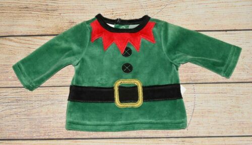 Details about   NWT LITTLE WONDERS NB BOYS GIRLS ELF VELOUR CHRISTMAS HOLIDAY GREEN RED SHIRT 