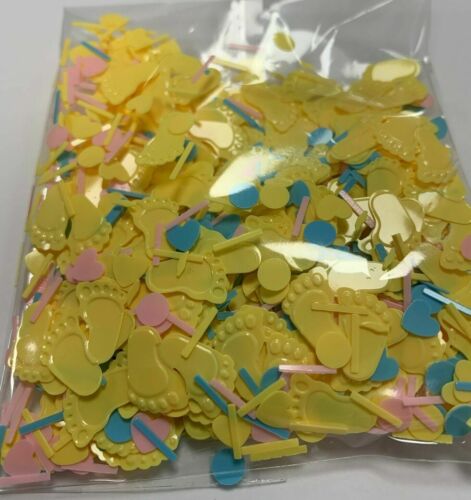 Details about   UNISEX FEET BABY SHOWER Boy or Girl CONFETTI TABLE SPRINKLES TABLE DECORATIONS 