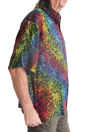 LOUD HAWAIIAN HAND-PAINTED SHIRT BLACK with multicolored print STAG NIGHT party