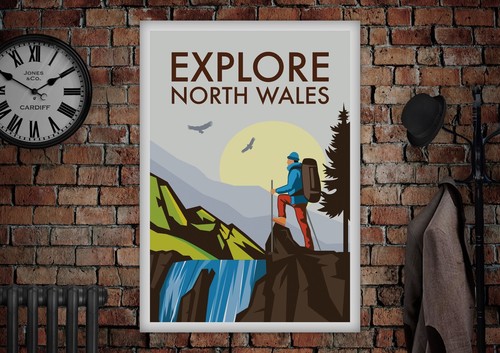 Large Vintage Style North Wales Snowdonia Holiday Advertising Poster A3 A2 A1 A0