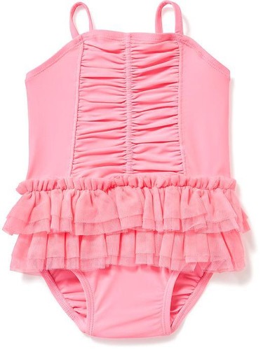 NWT OLD NAVY GIRLS SWIMSUIT SWIM one-piece tutu ruched pink 6-12m 12