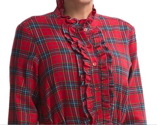 Plaid Ruffle Trim Christmas Details about   Rosch Flannel Nightshirt Robe US size 8 UK size 12 