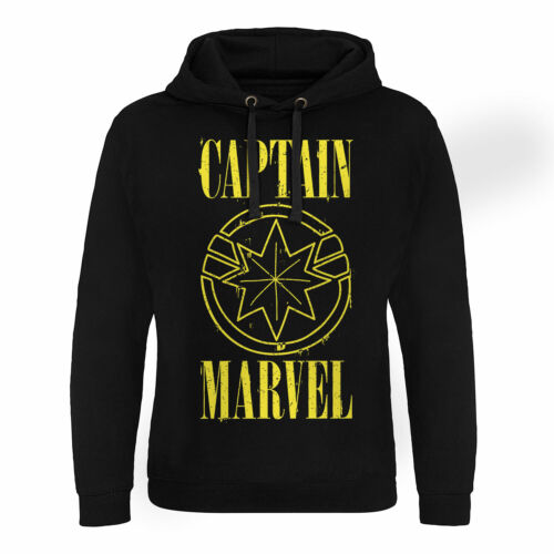 Officially Licensed Captain Marvel Yellow Grunge Logo Epic Hoodie S-XXL Sizes 