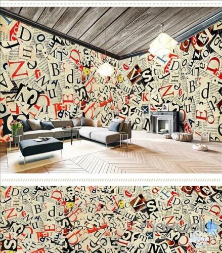 Retro newspaper theme space entire room 3D wallpaper wall mural decals Business