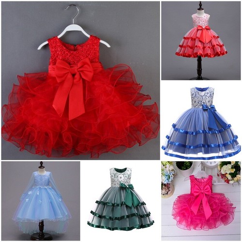 Sweet Newborn Girl Flower Pageant Baby Princess Wedding Party Dress Tutu Dress