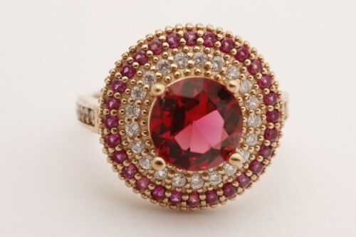 Turkish Jewelry Small Round Pink Ruby Topaz 925 Sterling Silver Ring Size All 