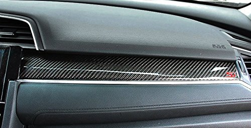 3pcs Carbon Fiber Center Console Moulding Cover For Honda Civic Si 2016-2018