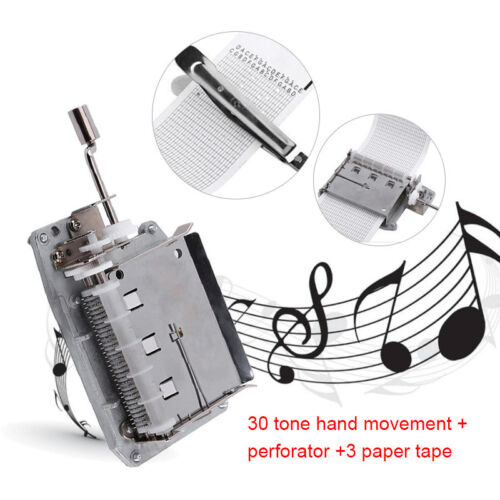 3 Strips Tape DIY Your Songs Puncher 30 Note Hand Crank Music Box Movement 