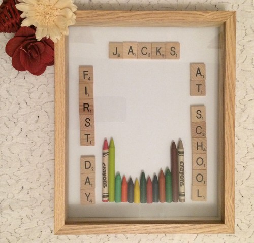 FIRST DAY AT SCHOOL PERSONALISED SCRABBLE FRAME ADD YOUR OWN PHOTO