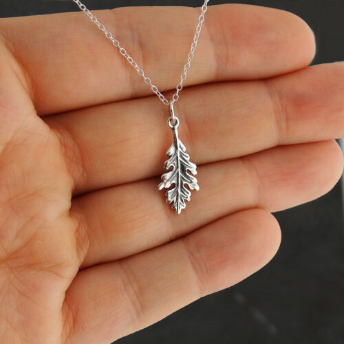 925 Sterling Silver Oak Leaf Necklace Small Pendant Autumn Tree Fall Leaves 