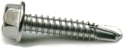 #14 Self Drilling Screws 410 Stainless Steel Hex Washer Head Select Size 