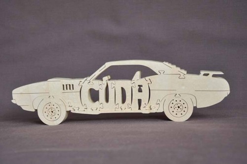 Barracuda Cuda Vintage Car Hot Rod Wooden Puzzle Toy Amish Made