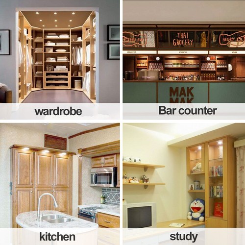 6Pcs Wireless LED Puck Lights Closet Under Cabinet Lighting With Remote Control