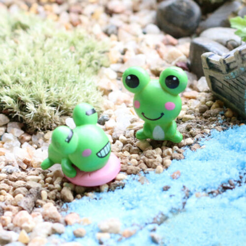 2X Lovely Miniature Mini Frog Diy Fairy Home Garden Craft Dollhouse Decoratio XC 