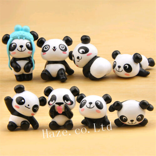 8pcs//set Panda Cute Figure Toy Home Decoration Statue Xmas Gift Great Toy