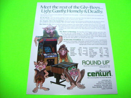 Centuri ROUND UP 1981 Original NOS Video Arcade Game Promo Sales Flyer Adv.