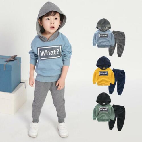 2 Pcs 1-8 Yrs Kids Boys Toddler Hooded Hoodies Pants Set Coat Trousers Outfit 