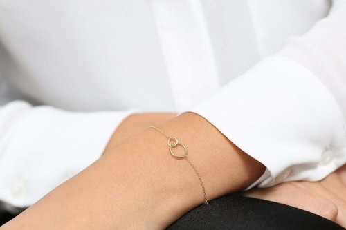Details about / 14k Solid Gold Handmade Interlocking Bracelet Authentic Brilliant Women Chain
