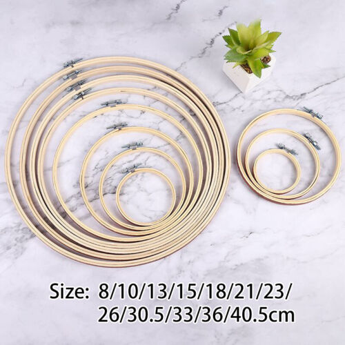 Embroidery Hoops Frame Bamboo Wooden Hoop Rings DIY Cross Stitch Craft 8-40.5cm 