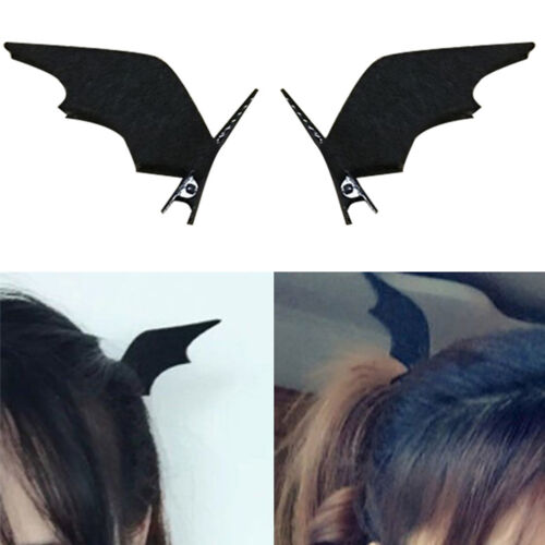 2Pcs Women Bat Hair Clips Hairpin Cloth Black Little Devil Wings Cosplay Prop 