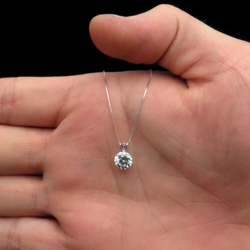 0.50ct Created Diamond Pendant 925 Sterling Silver Solitaire Charm 5mm 