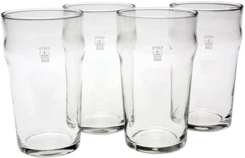 Set of four Crown Marked One Pint Nonic Beer Glasses 