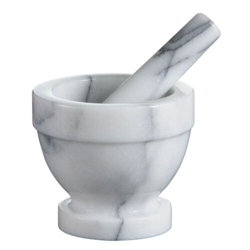 New Marble Polished Finish Mortar And Pestle Herb Spices Grinder Crusher