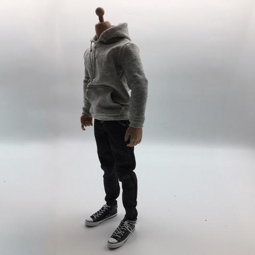 1:6 Men/'s Outfits Gray Hoodie Jeans Belt Shoes Set for 12/" Figure Hot Toys