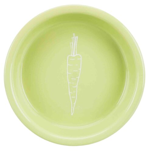 60804 Luz Verde Trixie Cerámica Conejo/Conejillo De Indias zanahoria Recipiente Tazón de fuente 