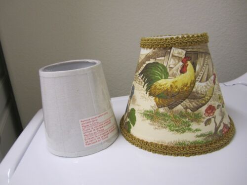 Kaufmann Gold Yellow Rooster Chicken French Country Toile Lamp Shade Chandelier