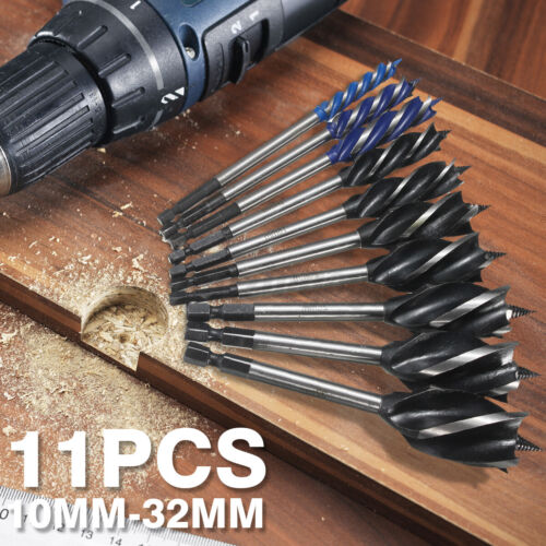 Details about  / 11PC 4 Cutters High-Carbon Steel Wood Cut Auger Drill Bit Carpenter 10-32mm