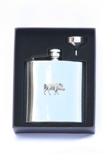 Wild Boar Running 6 oz Hip Flask Personalised Hunting Gift FREE ENGRAVING 035