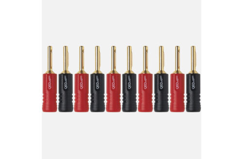 Pack of 10 Part # QE1885, QED ABS 24k Gold Plated 4mm Banana Plugs