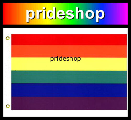 Rainbow Flag 3 feet x 5 feet Brass Eyelets Strong Nylon Lesbian Gay Pride #847 