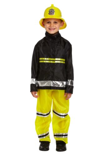 Boys FIREMAN FANCY DRESS COSTUME Fire Fighter Uniform Kids Childs Sam Emergency