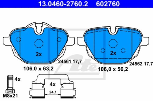2x ATE BREMSSCHEIBEN BELÄGE BREMSEN KOMPLETT SET HINTEN BMW 3850982