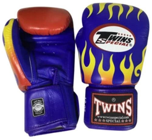 Twins Boxing Gloves Fancy FBGVL3-7 12,14,16 Blue Fire Muay Thai Sparring MMA K1