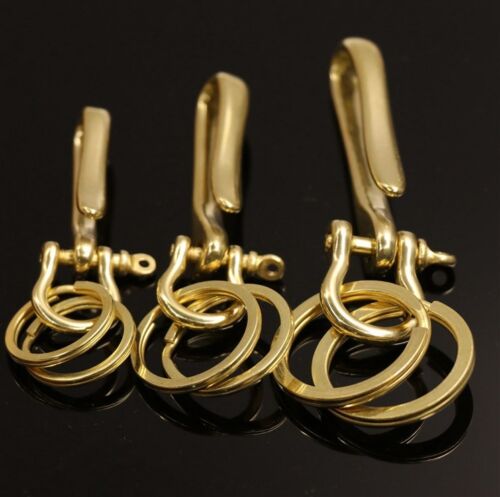 Solid Brass U Shaped KeyChain Key Ring Fob Holder Men/'s Gold Belt Hook Clip New