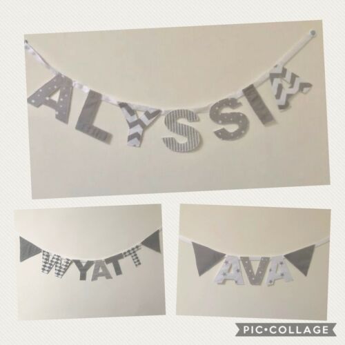 Personalised Boys Fabric Bunting Baby Name Navy Blue,Nursery £2.20PER LETTER