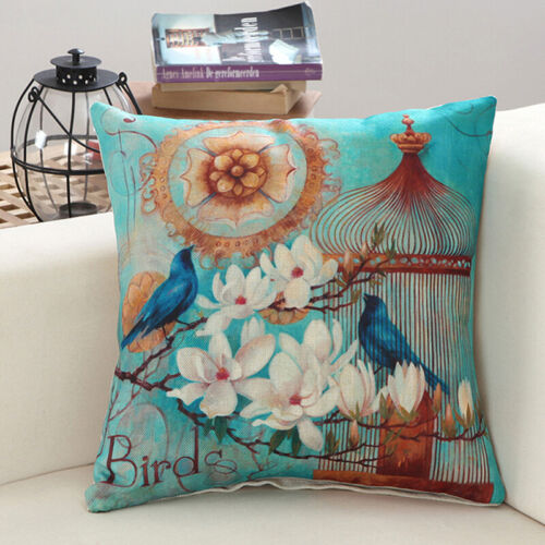 Plant Printed Cushion Cover Floor Pillow Case Cotton Square Room Decorative BS