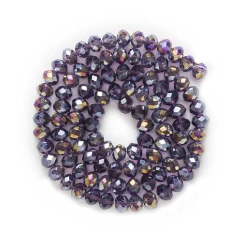 50pcs AB Round Cut Faceted Crystal Glass loose spacer Beads ...